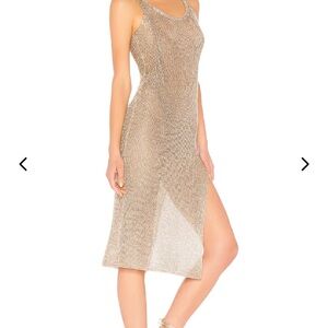 Lovers + Friends Gold Sleeveless Sheath Midi Dress